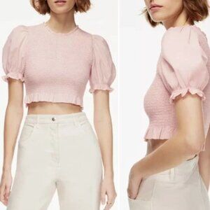 Aritzia Wilfred TEMPEST SHORT SLEEVE BLOUSE Pink Small